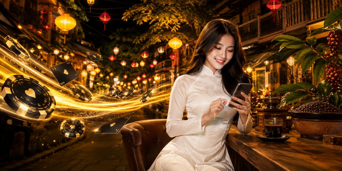 Người dùng tại Hà Nội truy cập nền tảng casino trực tuyến qua điện thoại di động trong trang phục áo dài